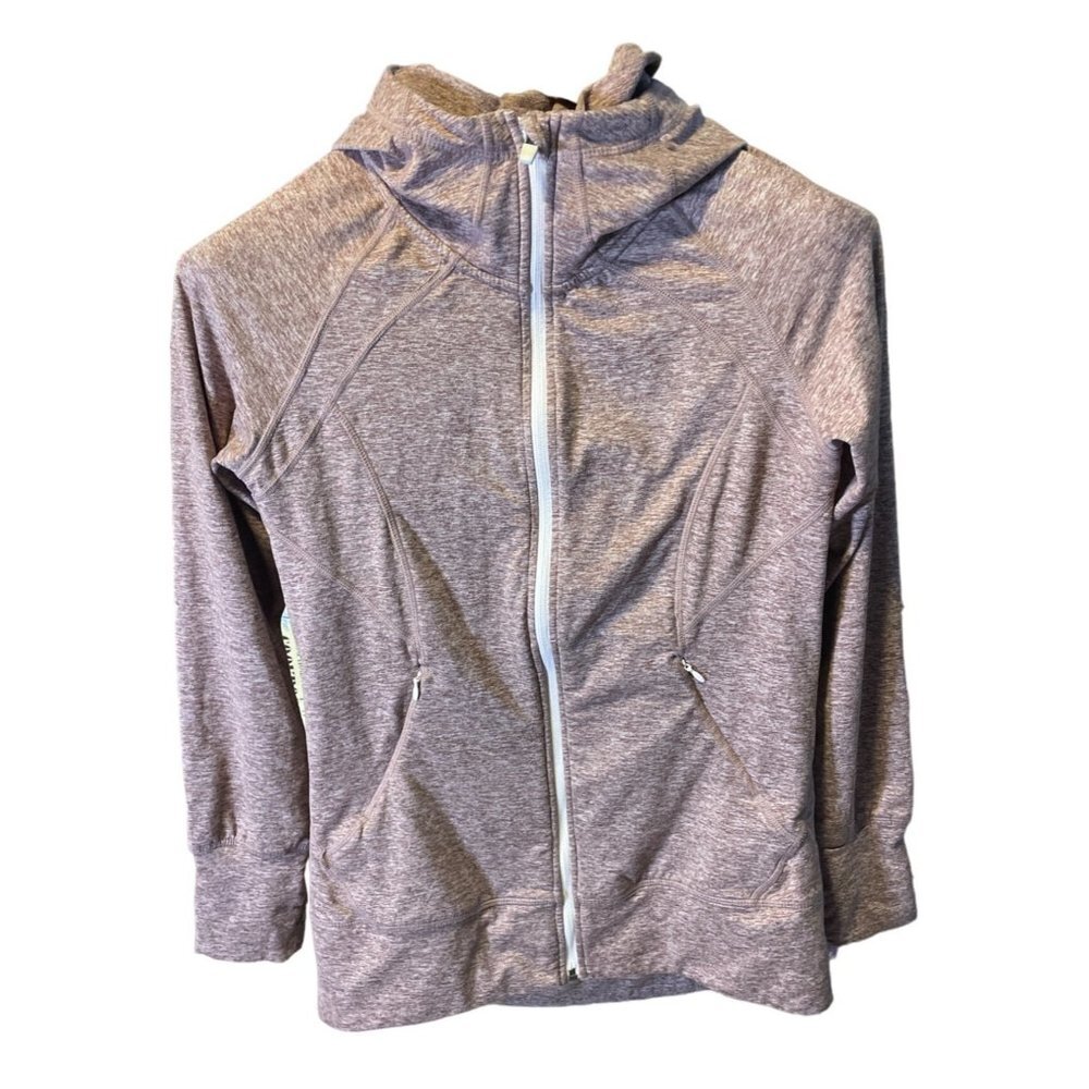 Eddie Bauer Pink Zippered Three Quarter Sleeve Hoodie Jacket Active SZ Medium